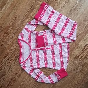 (M) Victoria's Secret Winter Christmas Print Cotton Blend Long Sleeve Pajama Set